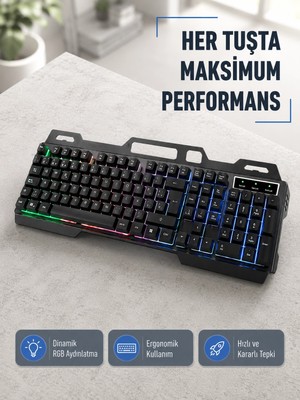 Astraltech Rgb Aydınlatmalı Klavye Mouse Seti – USB Bağlantılı, Türkçe Q, Ayarlanabilir Dpı, Ergonomik Yapı