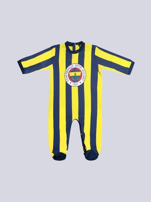 Fenerbahçe Sarı Lacivert Çubuklu Bebek Tulum