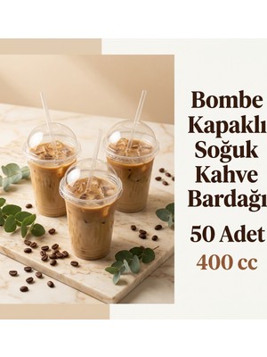 Yatağan Ambalaj 50 Adet Bombe Kapaklı Soğuk Kahve Bardağı