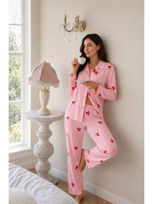 Pemilo Kadın 0623 Süet Dügmeli Pijama Takımı