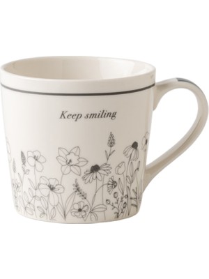 Touch Me New Bone Siyah Beyaz Çiçek Kupa 400 ml 5 Adet