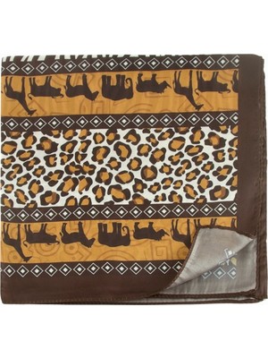 Zero Land Csmo-Tex Leopar Desenli Zr Şifon Fular 50X50 cm Kahverengi