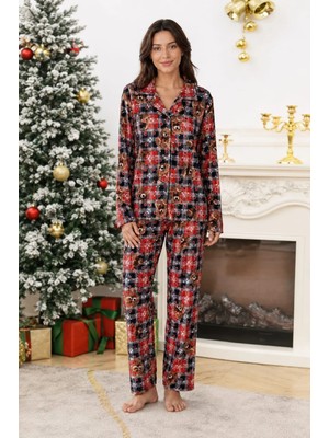 Pemilo Kadın 0363 Süet Düğmeli Pijama Takımı