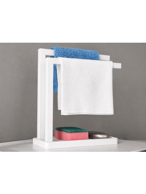 Bezos 3D Baskı Havluluk ve Sabunluk Organizer - Lavabo Üstü Çok Amaçlı Düzenleyici-Beyaz