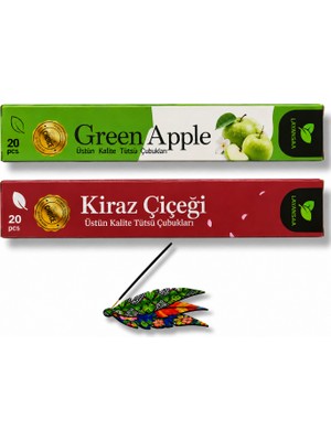 Layansaa Çubuk Tütsü Kiraz Çiçeği & Yeşil Elma 40 Adet (2 Paket) + Tütsülük 1 Adet