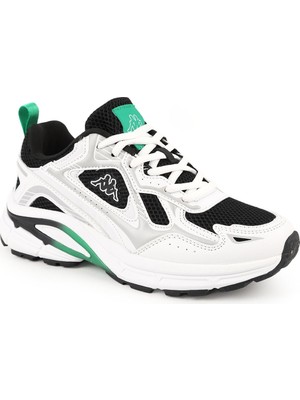 Kadın Spor Ayakkabı Siyah Beyaz Yeşil Renk Bloklu Fileli Kalın Taban Günlük Sneaker KAPPA-1017