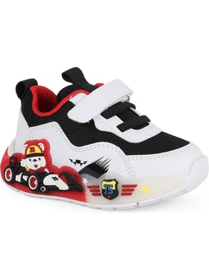 Pepino Bebek Spor Ayakkabı Yarış Arabası Ayıcık Figürlü Cırt Cırtlı Esnek Lastik Bağcıklı Hafif Işıklı Taban Sneaker 2185
