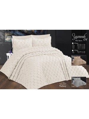 Bezos Çift Kişilik Yatak Örtüsü Krem 3 Parça Yatak Örtüsü Bedspread