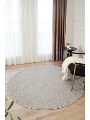 Livset Home Yumuşak Bukleli Yuvarlak Gri Oeko-Tex Sertifikalı  Oturma Odası Salon Mutfak Balkon Çocuk Halısı K145A