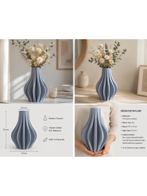 Sirius Sailing Nordic Dalga Dekoratif Vazo – Modern Minimalist Tasarım (Gri)