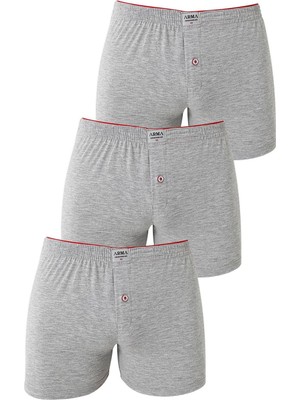 Arma Yıldız Erkek Düğmeli Boxer 3'lü Paket %100 Pamuklu Penye