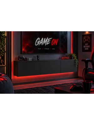 Betroya Nesta Gaming Tv Ünitesi Siyah 160 cm | Kırmızı LED Işıklı