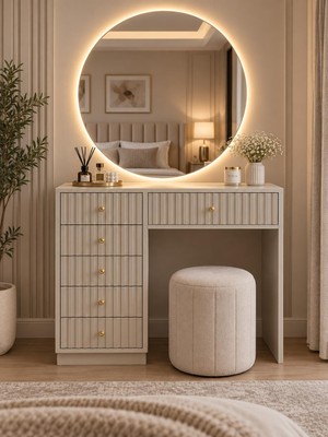 LED Aynalı Çekmeceli Makyaj Masası