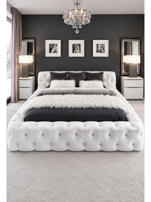 Hmz Velss Modern Chester Tasarım Başlıklı Gri Çift Kişilik Karyola 140 x 200 cm