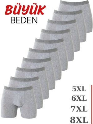 Arma Yıldız Erkek Büyük Beden Boxer Pamuklu Likralı 10'lu Paket