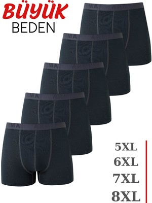 Arma Yıldız Erkek Büyük Beden Boxer Pamuklu Likralı Yumuşak ve Esnek Kumaş 5'li Paket