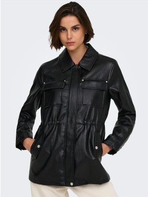 Only 15373806 Onlmını Faux Leath Strıng Jacket Black Kadın Mont
