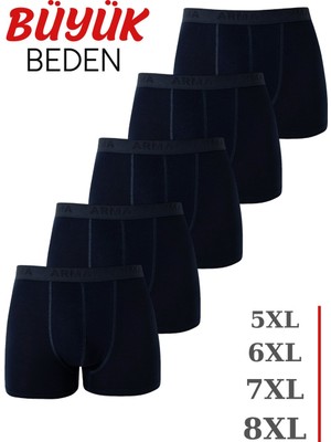 Arma Yıldız Erkek Büyük Beden Boxer Pamuklu Likralı Yumuşak ve Esnek Kumaş 5'li Paket