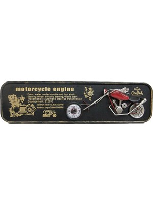 Pazard Retro Motosiklet Temalı Metal Duvar Saati ve Tablo – 3D