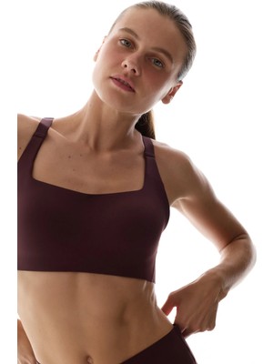 Penti Bordo Stretch360 Orta Destek Çapraz Sırt Detaylı Kaydırmaz Askılı Cross Back Spor Sütyeni