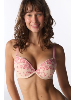 Penti Açık Pembe Wow Floral Pedli Push Up Sütyen