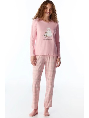 Penti Pembe Rahat Kalp Uzun Kollu Pantolon Pijama Takımı