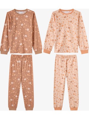 Penti Kız Çocuk Sevimli Leopar Pamuklu Uzun Kollu 2'li Pijama Takımı