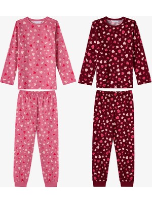 Penti Kız Çocuk Gül Kurusu Mailing Friend Pamuklu Uzun Kollu 2'li Pijama Takımı