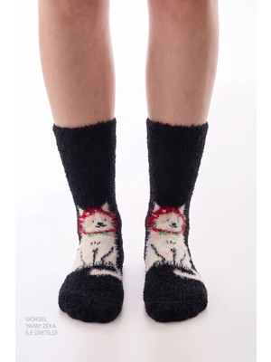 Penti Gri Happy Cat Kedi Desenli Soket Çorap
