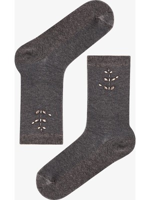 Penti Duman Floral Stone Pamuklu Soket Çorap