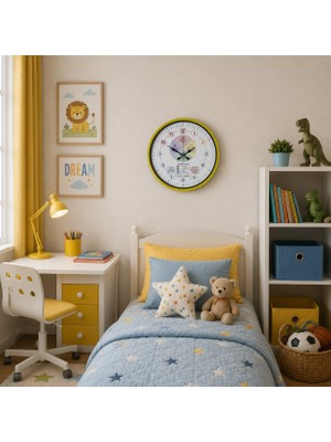 Teknoparkx Çocuklar Için Öğretici Sarı 36 x 36 cm Duvar Saati
