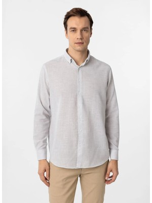 Süvari Ekru Erkek Düğmeli Regular Fit Desenli Gömlek GM1008400318