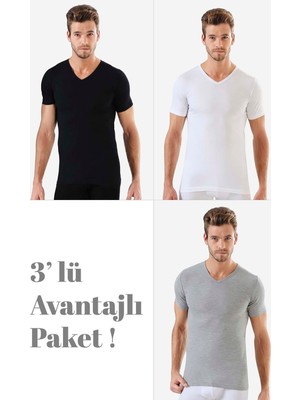 Arma Yıldız Erkek V Yaka Kısa Kollu Fanila %100 Pamuk Penye 3'lü Set