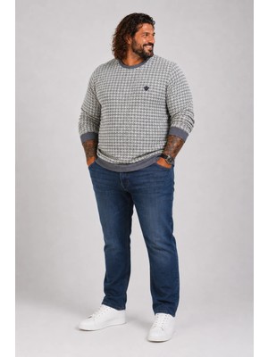 Moc Grande MocGrande Büyük Beden Erkek Bisiklet Yaka Sweatshirt 22715 ANTRASIT