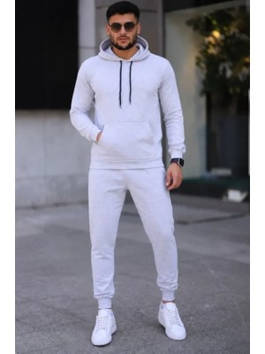 Beruflic Erkek Iki Iplik Kapüşonlu Kanguru Cepli Sweatshirt Jogger Pantolon Alt Üst Eşofman Takımı -B