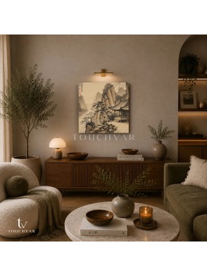 Kare Kanvas Tablo Uzak Doğu Pagoda Doğa Manzara Tablosu Ev Ofis Duvar Dekoru