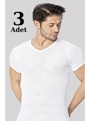 Arma Yıldız Erkek Fileli Tişört V Yaka 3'lü Paket %100 Pamuk