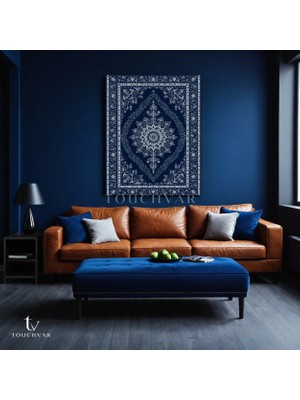 Dikey Kanvas Tablo Geleneksel Motif Halı Deseni Klasik Tablo Ev Ofis Duvar Dekoru