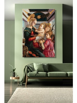 Şehber Andro Botticelli'ye Atfedilen (Madonna And Child With Angels) Dikey Kanvas Tablo 4321