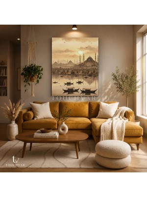 Dikey Kanvas Tablo Istanbul Silueti Şehir Mimari Tablo Ev Ofis Duvar Dekoru