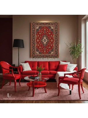 Dikey Kanvas Tablo Geleneksel Desenli Halı Motifi Klasik Tablo Ev Ofis Duvar Dekoru