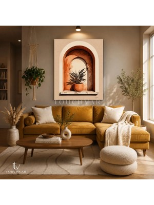 Dikey Kanvas Tablo Saksıda Bitki Minimalist Botanik Tablo Ev Ofis Duvar Dekoru