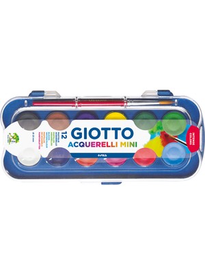 Giotto Acquerelli 12'li Mini Sulu Boya 23 mm Renkli Çocuk Oyunları İçin Eğlenceli Set