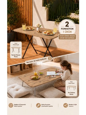 Ecowood 2’si 1 Arada Masa 60X90 cm – Yemek Masası ve Yer Sofrası