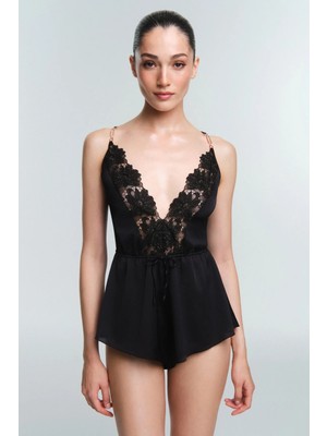 Penti Siyah Obsidia Dantelli Body