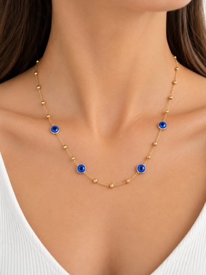 Hector&Co. Jewellery 4 Nazarlı Gold Boncuklu Kolye