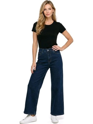 Hies Salaş Palazzo Kot Pantolon - Denim Kumaş Likralı ,Bol Paça Kadın Jeans