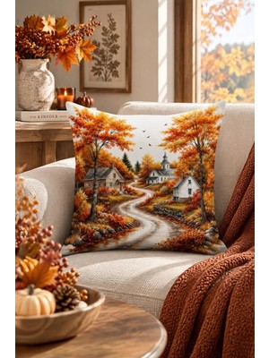 Bertille Home Sonbahar Serisi Çift Tarafı Dijital Baskılı Kırlent Kılıfı (Halloween Autumn)