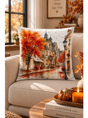 Bertille Home Sonbahar Serisi Çift Tarafı Dijital Baskılı Kırlent Kılıfı (Halloween Autumn)