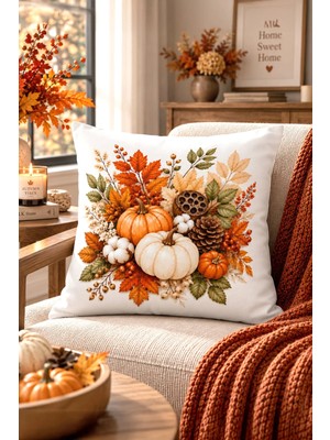 Bertille Home Sonbahar Serisi Çift Tarafı Dijital Baskılı Kırlent Kılıfı (Halloween Autumn)